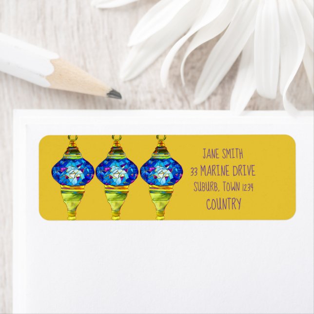 Lampes turques mosaïque art aquarelle (En situation)