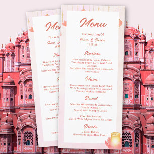 Lampions Rose Lotus de Pêche Menu de Mariage Indie