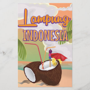 Lampung Indonesia vintage holiday poster. Stationery