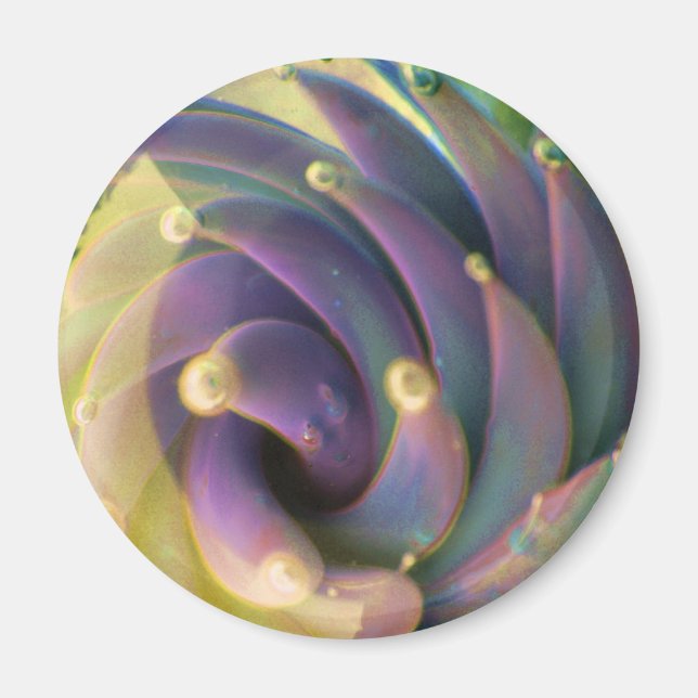 Lampwork Boro Glass Sea Pastel Lotus Bubble Magnet (Front)