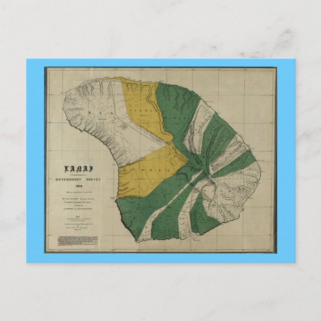 Lanai, 1878, Carte Vintage Hawaii (Devant)