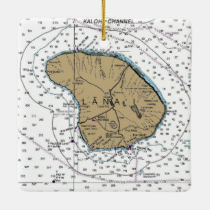 Lanai Hawaii Nautical Chart Ceramic Ornament