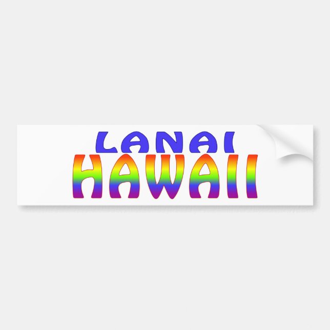 Lanai Hawaii rainbow words Bumper Sticker (Front)