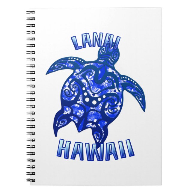 Lanai Hawaii Vacation Tribal Turtle Notebook (Front)