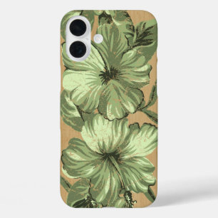 Lanai Hawaiian Hibiscus Faux Wood Green iPhone 16 Plus Case