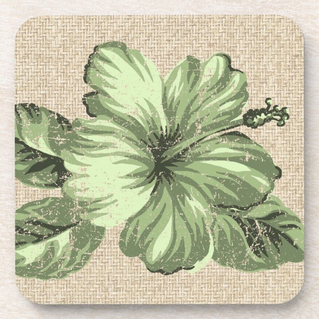 Lanai Hibiscus Hawaiian Cork-backed Coasters (Front)