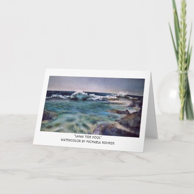 Lanai Tide Pool - Watercolor by Michaela Rohrer Card (Front)