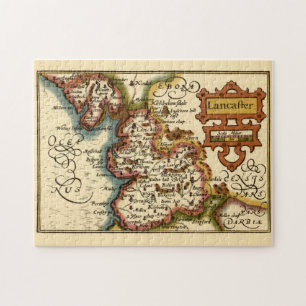 Lancashire County England Old Antiquarian Map Jigsaw Puzzle