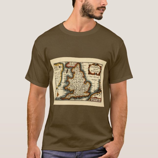 Lancashire County England Old Antiquarian Map T-Shirt (Front)