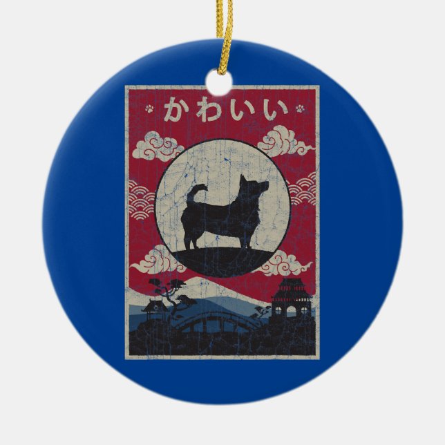 Lancashire Heeler Japanese Design Kawaii Dog Mom Ceramic Ornament (Front)