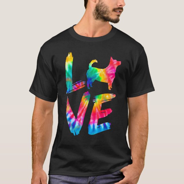 Lancashire Heeler Tie Dye Love Dog Mom Dad T-Shirt (Front)