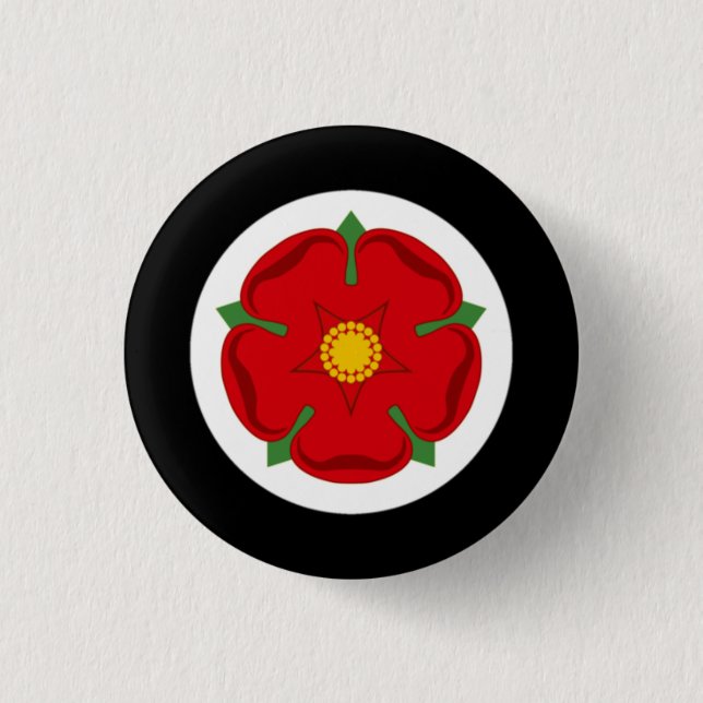 Lancashire Rose Badge - Cotton & Coal 1 Inch Round Button (Front)