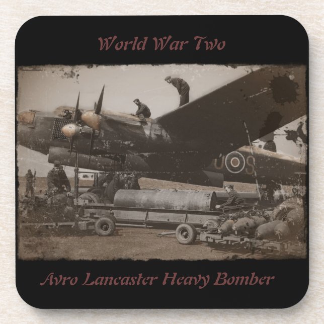 Lancaster Being Loaded with Bombs Coaster (Front)