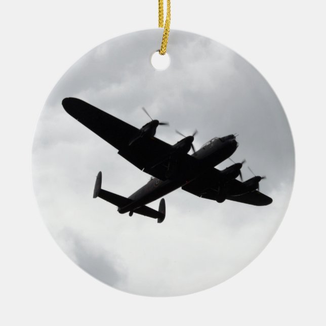 Lancaster Bomber Landing Ceramic Ornament (Front)
