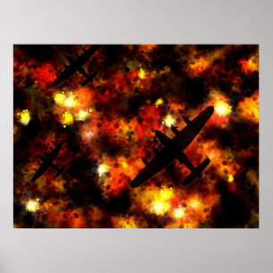 Lancaster Bomber Night Raid Poster
