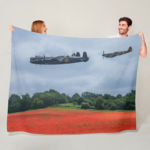 Lancaster Bomber Over A Poppy Field Fleece Blanket