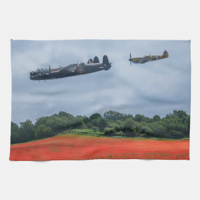 Lancaster Bomber Over A Poppy Field Kitchen Towel (Horizontal)