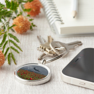 Lancaster Bomber Over A Poppy Keychain