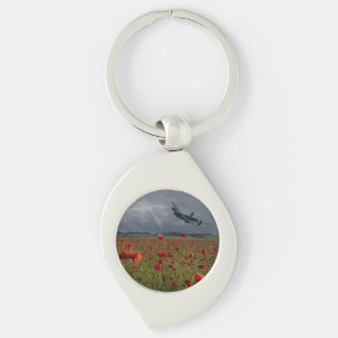 Lancaster Bomber Over A Poppy Keychain