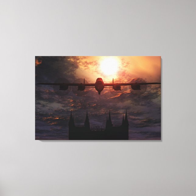 Lancaster Bomber Over Lincoln Cathedral Canvas Print (Front)