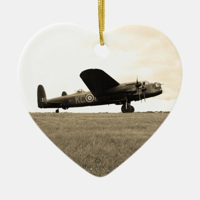 Lancaster Bomber Sepia Tone Ceramic Ornament (Front)