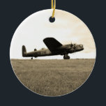 Lancaster Bomber Sepia Tone Ceramic Ornament<br><div class="desc">World War Two Avro Lancaster heavy bomber taxiing on the ground.</div>
