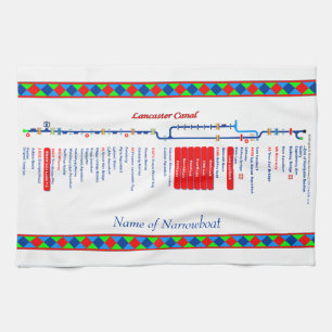 Lancaster Canal UK Inland Waterways Route Red Kitchen Towel