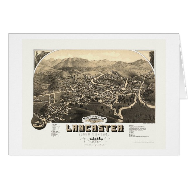 Lancaster, carte panoramique de NH - 1883 (Devant horizontal)