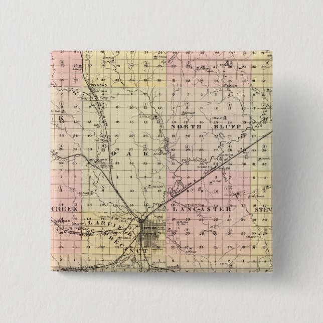 Lancaster County, Nebraska 2 Inch Square Button (Front)