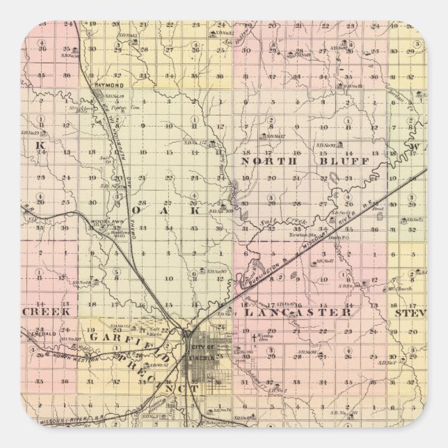 Lancaster County, Nebraska Square Sticker (Front)
