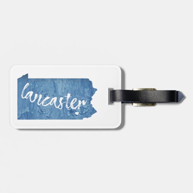 Lancaster Pennsylvania Wood Grain Luggage Tag (Back Horizontal)