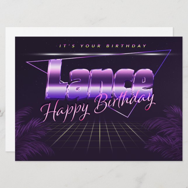 Lance Name First Name pura retro card Birthday (Front/Back)