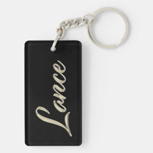 Lance name whitegold key trailer keychain