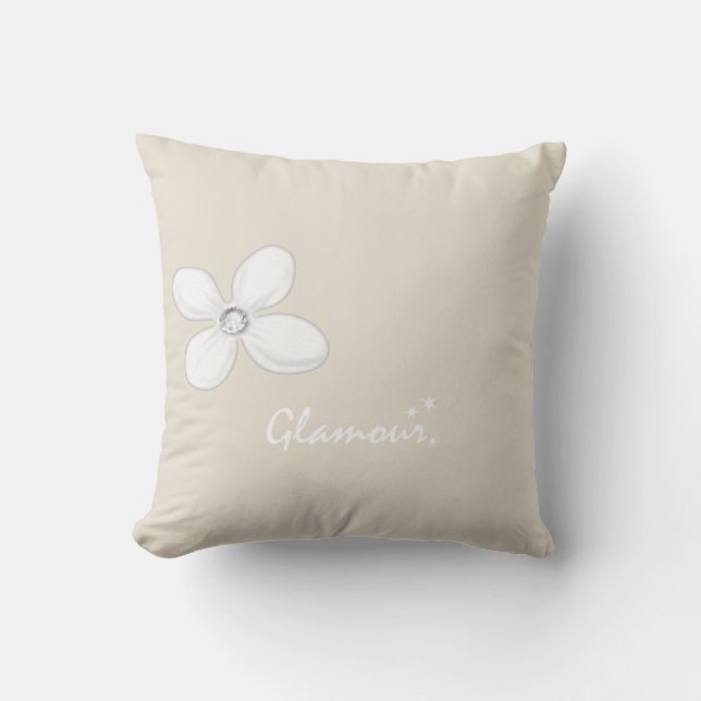 Lance Oreiller Glamour Fleur Blanche Floral Beige (Recto)