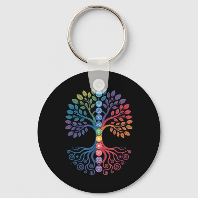 Lanced Realms Sacred Geometry Tree Mandala Chakra  Keychain (Front)