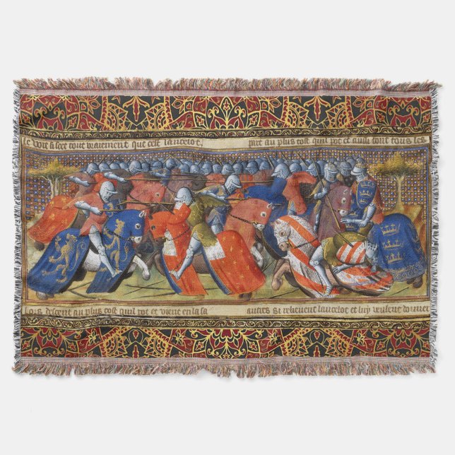 Lancelot of the Lake in the Tournament of Camelot  Throw Blanket (Front)