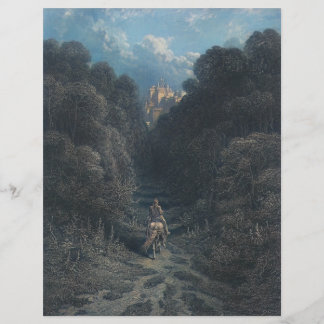 Lancelot s'approchant du château d'Astolat Papier