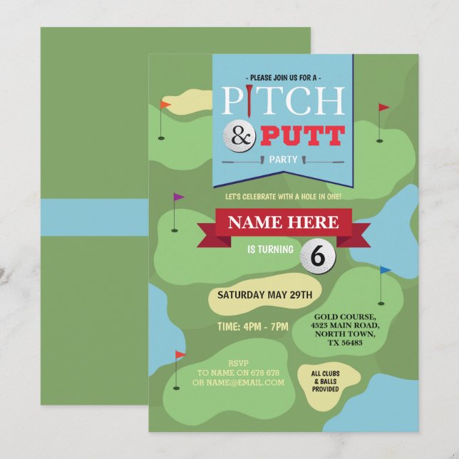 Lancement d'anniversaire de golf et invitation (Devant / Derrière)