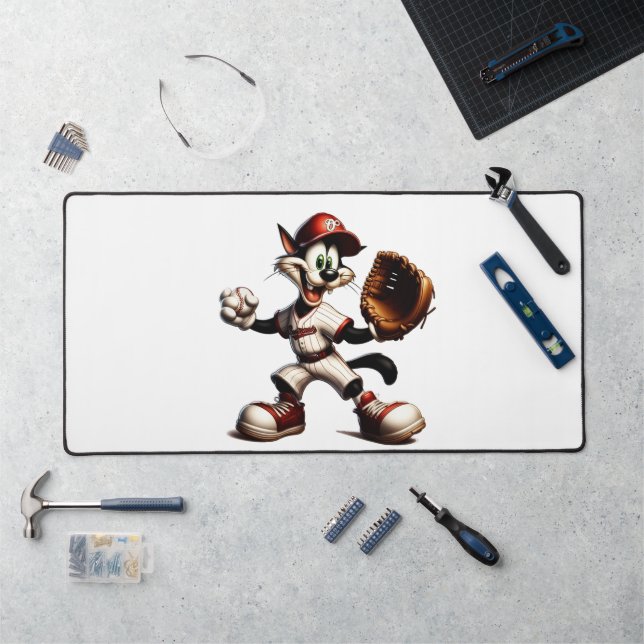 Lanceur de baseball Goofy Cat se prépare (Poste de travail)