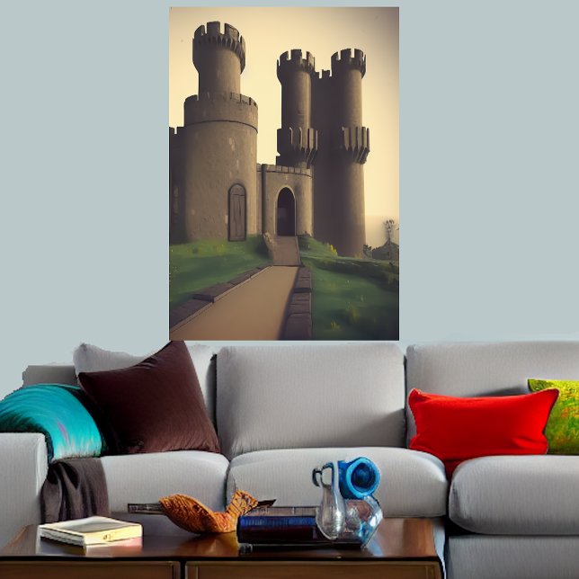 L'ancien château de pierre | AI Art Poster (Créateur téléchargé)