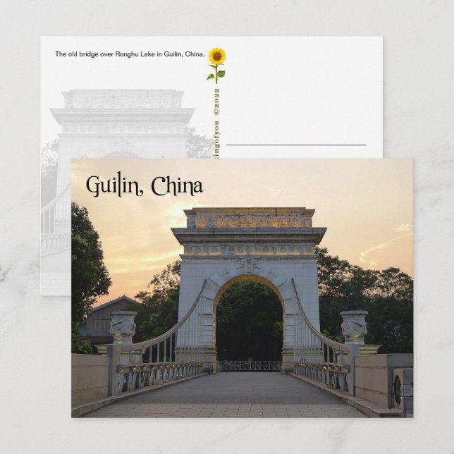 L'Ancien Pont, Guilin, Chine - carte postale (Devant / Derrière)