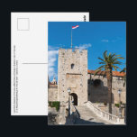 Land Gate in Korcula town - Dalmatia, Croatia Postcard<br><div class="desc">Land Gate (Kopnena Vrata also called Vrata od Grada) in historic town of Korcula is the principal entrance to the old town - Dalmatia,  Croatia</div>