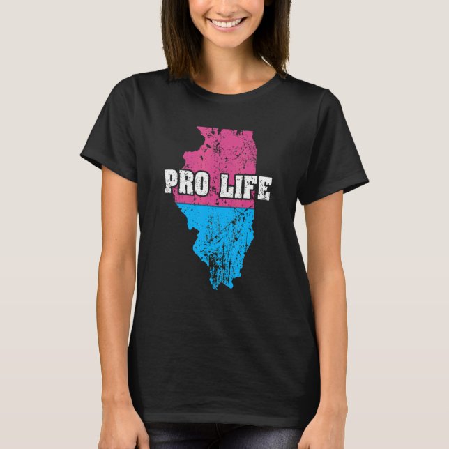 Land Map Us State Illinois Abortion Flag Choose Pr T-Shirt (Front)
