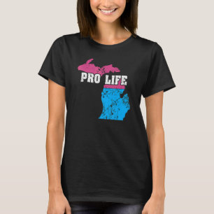 Land Map Us State Michigan Abortion Flag Choose Pr T-Shirt