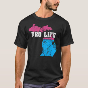 Land Map Us State Michigan Abortion Flag Choose Pr T-Shirt