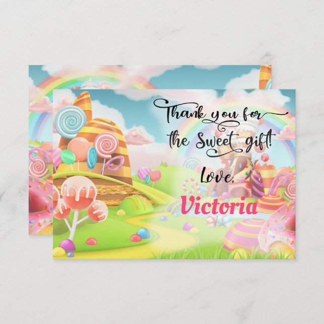 Land of Candy Birthday Thank you note invitation (Front/Back)
