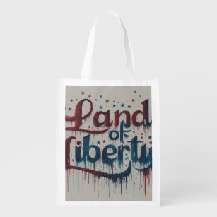 land of liberty reusable grocery bag