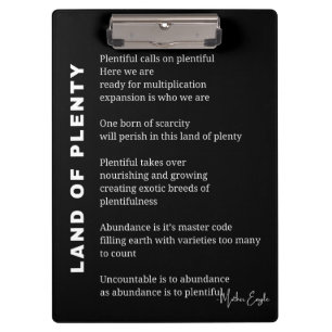 Land of plenty encouragement poem poetry wall post clipboard