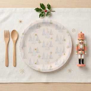 Land of Sweets Pine Tree Snowflake Peach Mint Paper Plate