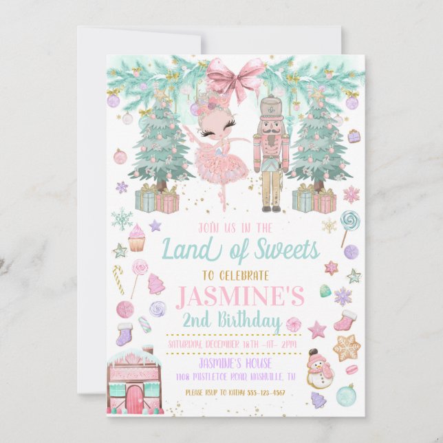 Land of Sweets Sugar Plum Fairy Nutcracker Invitation (Front)